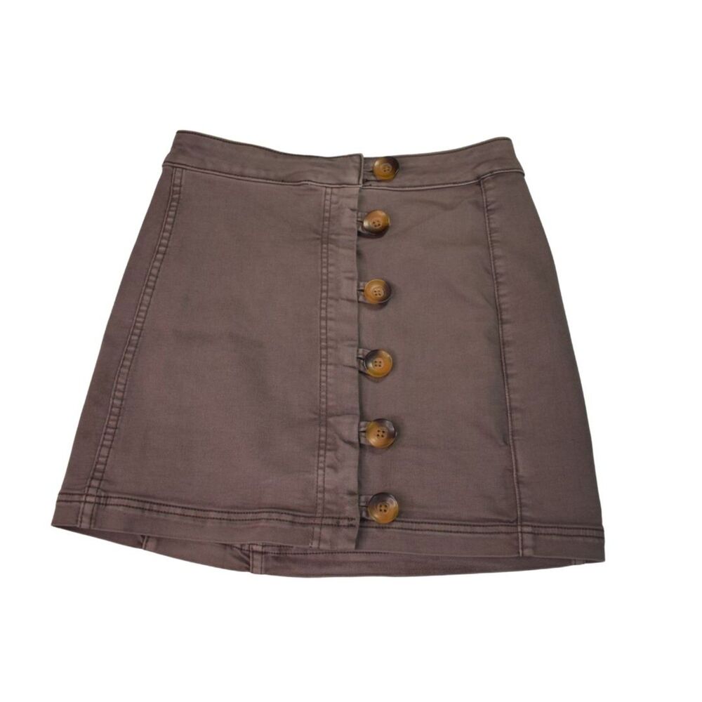 Free People Button Up Mini Skirt Mauve Brown Womens 2